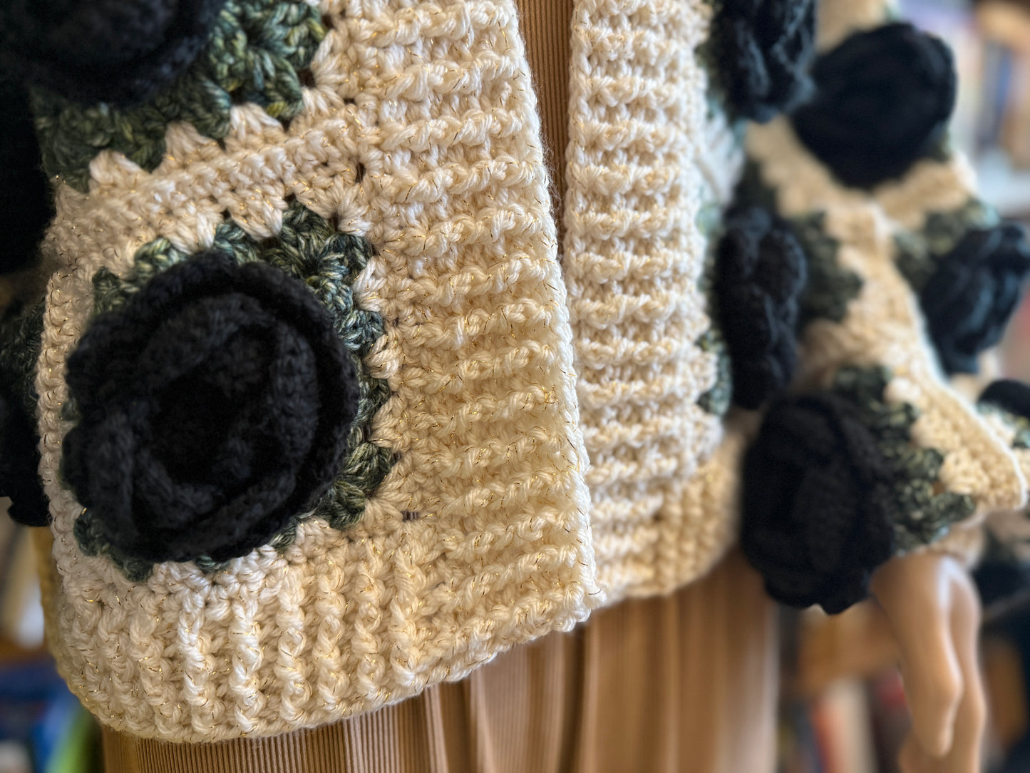 Black Rose Garden Crochet Cardigan