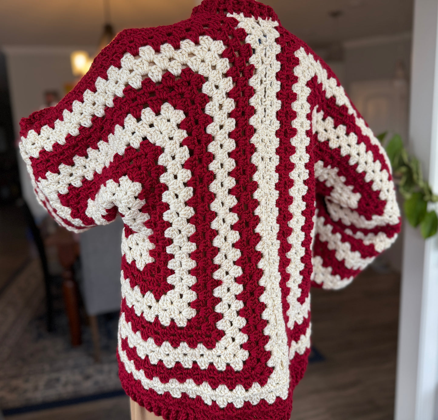Crimson and Cream Sparkle Cardigan