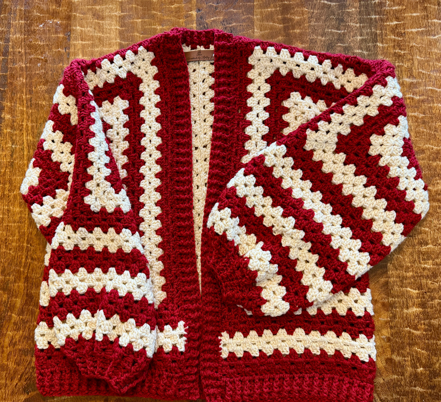 Crimson and Cream Sparkle Cardigan