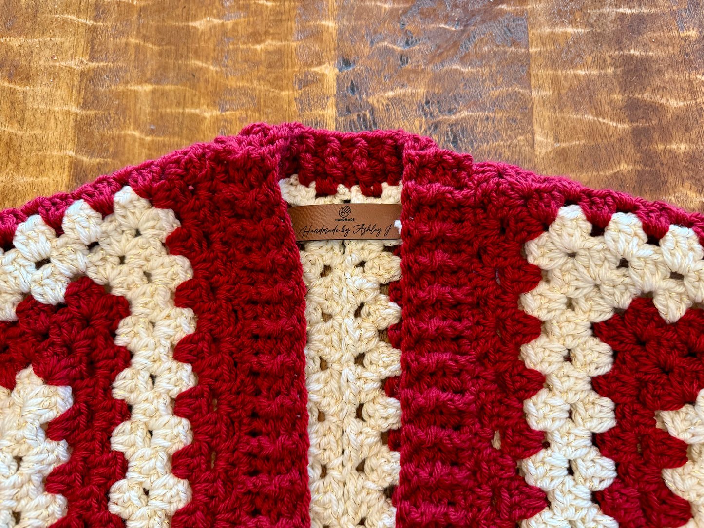 Crimson and Cream Sparkle Cardigan