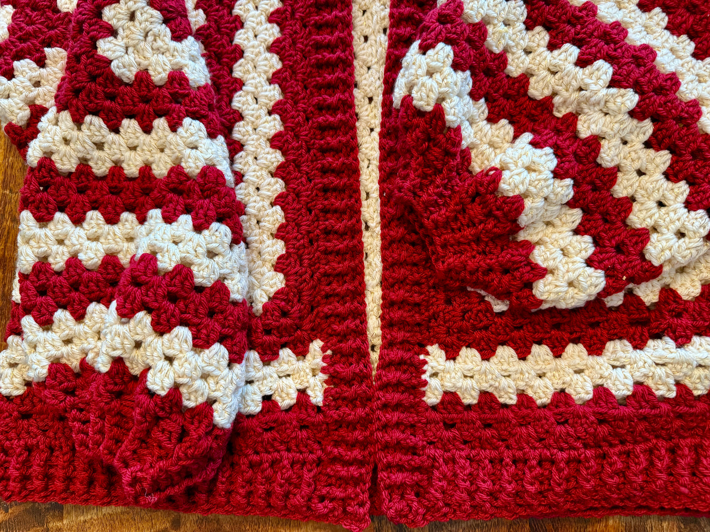 Crimson and Cream Sparkle Cardigan