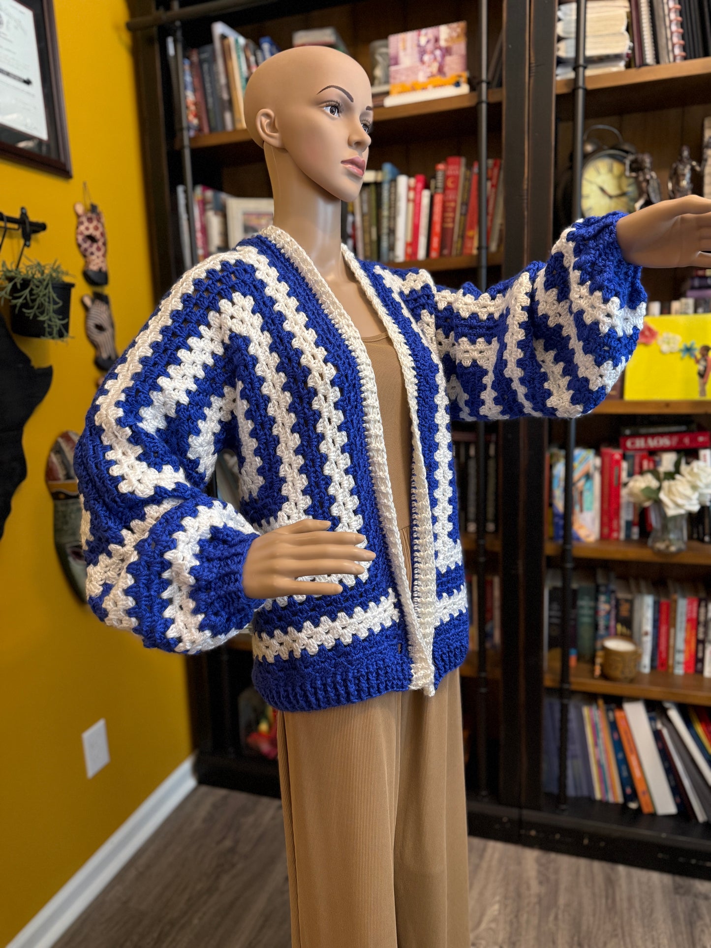 💙🤍 Zeta-Inspired Handmade Crocheted Cardigan