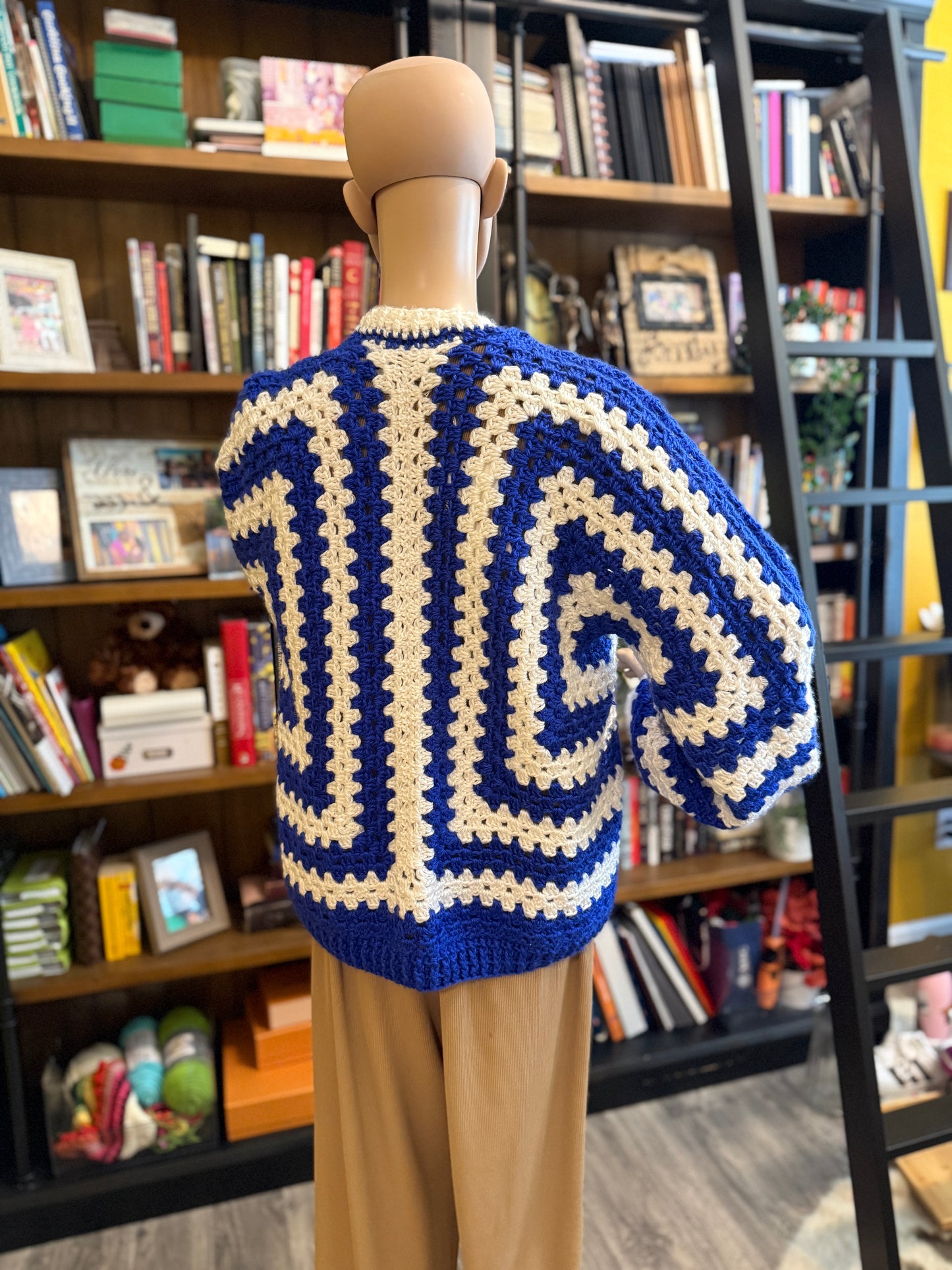 💙🤍 Zeta-Inspired Handmade Crocheted Cardigan