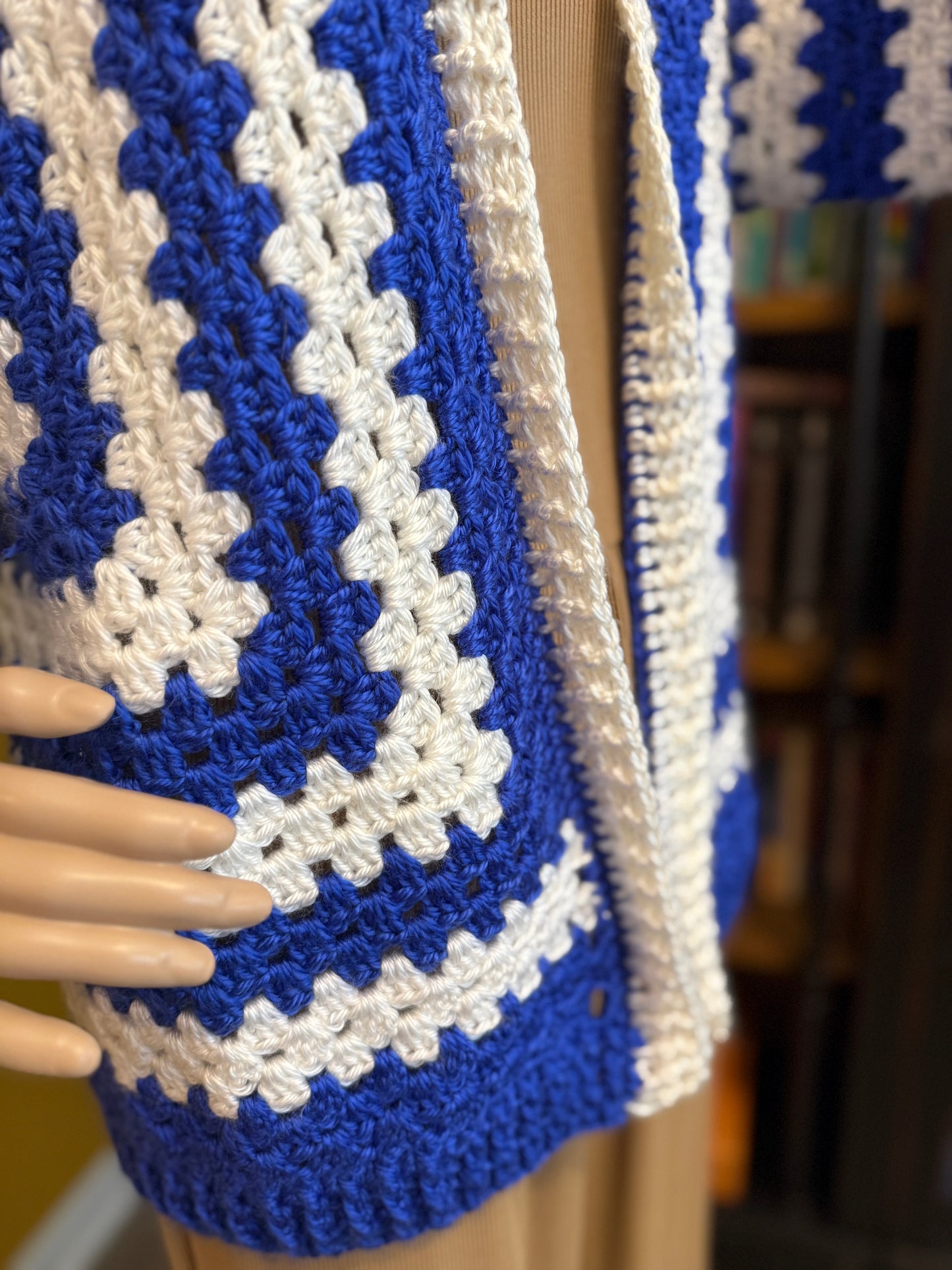 💙🤍 Zeta-Inspired Handmade Crocheted Cardigan