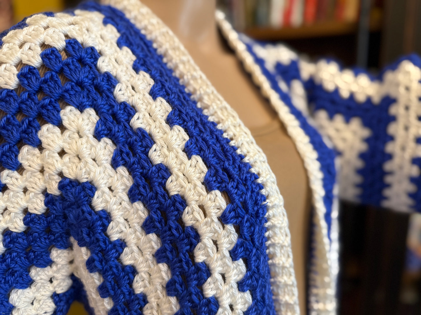 💙🤍 Zeta-Inspired Handmade Crocheted Cardigan