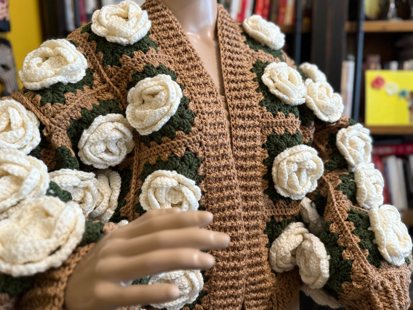 Rose Garden Crochet Cardigan — Cream Roses
