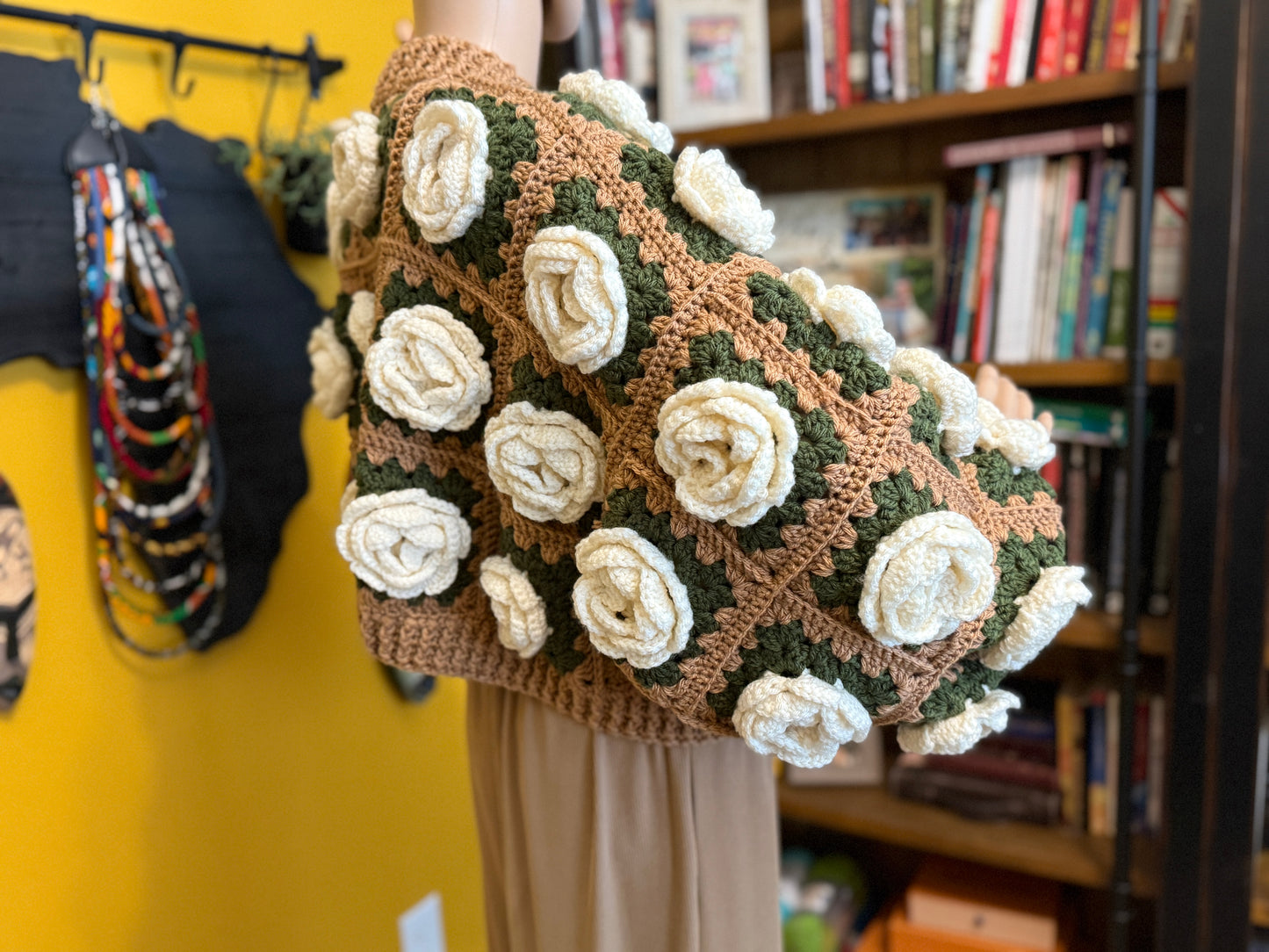 Rose Garden Crochet Cardigan — Cream Roses