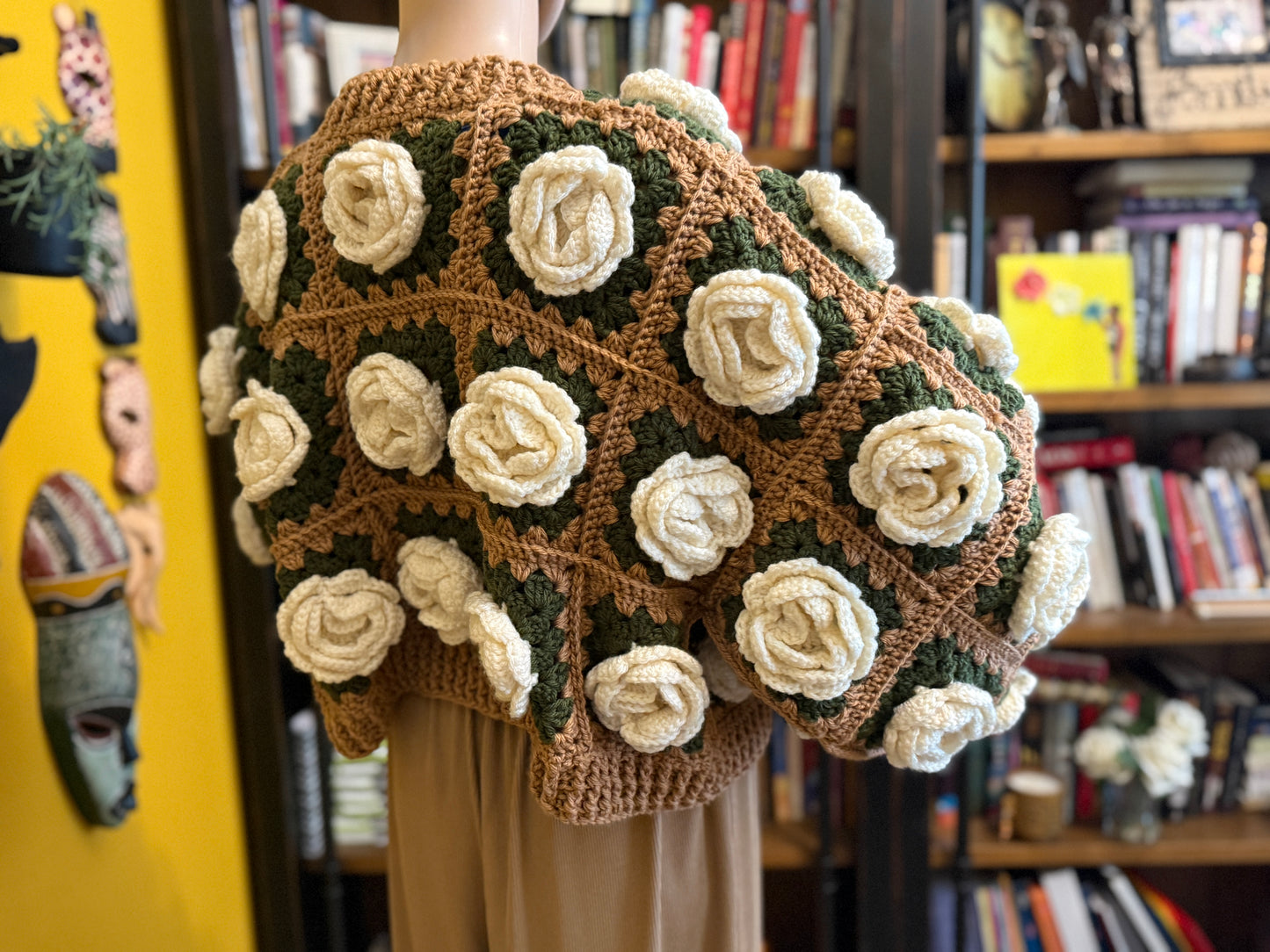 Rose Garden Crochet Cardigan — Cream Roses