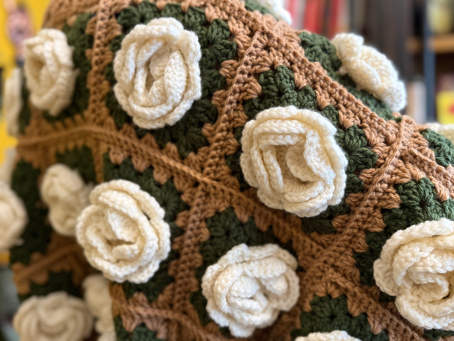 Rose Garden Crochet Cardigan — Cream Roses