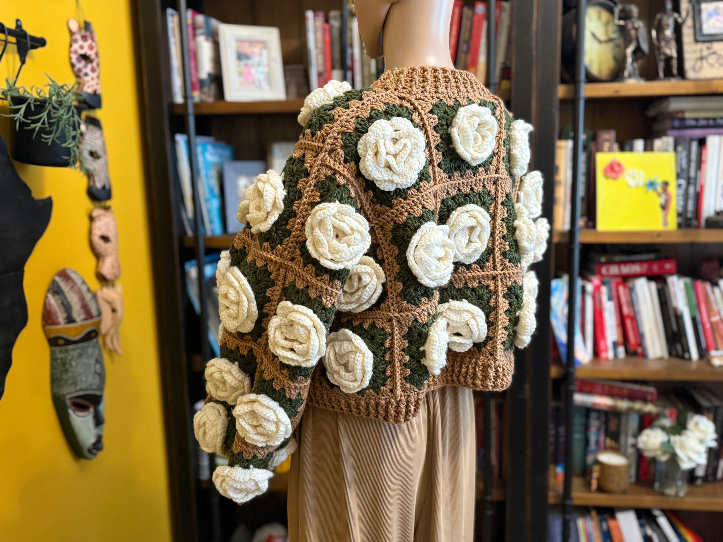 Rose Garden Crochet Cardigan — Cream Roses