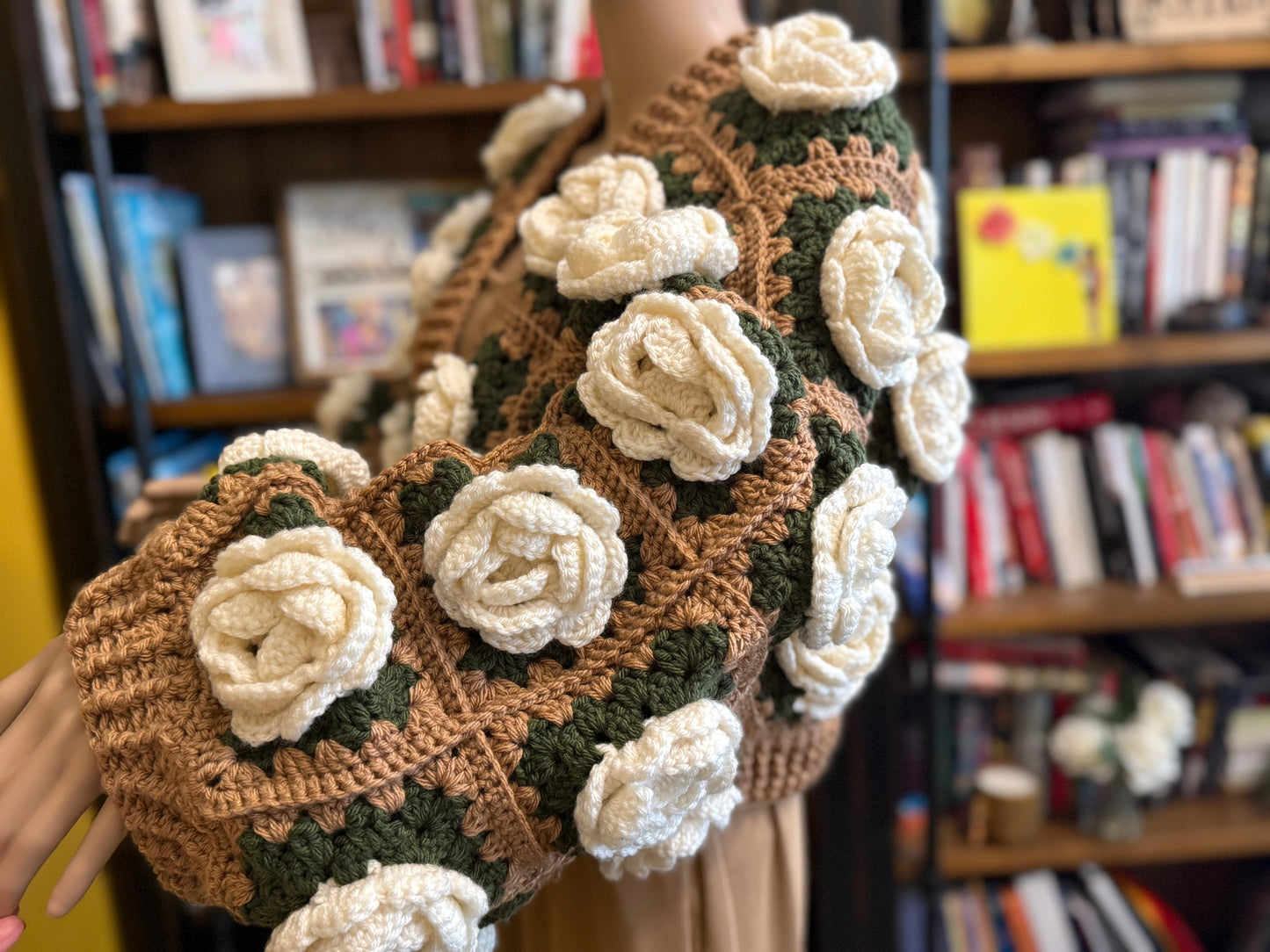 Rose Garden Crochet Cardigan — Cream Roses