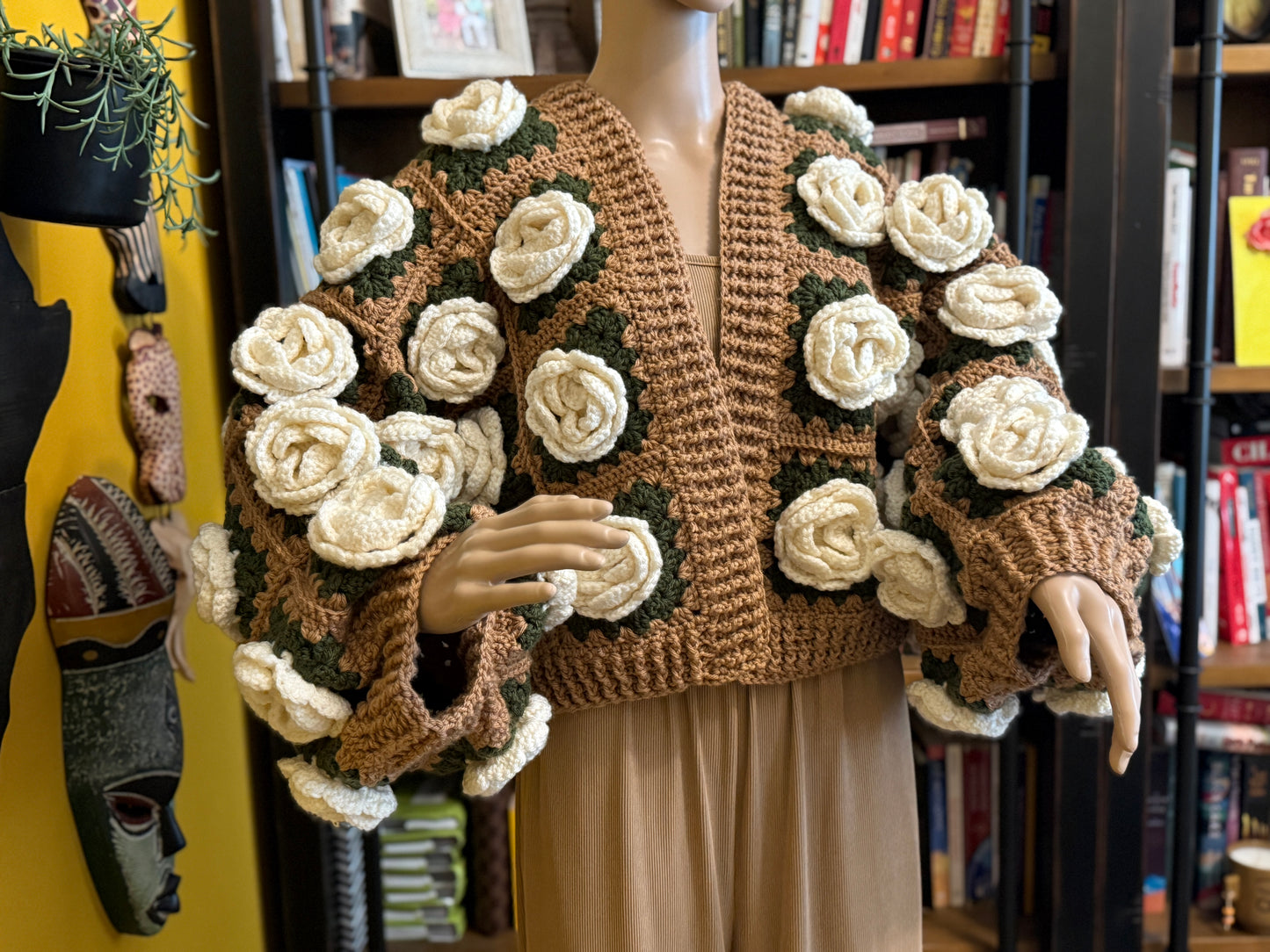 Rose Garden Crochet Cardigan — Cream Roses