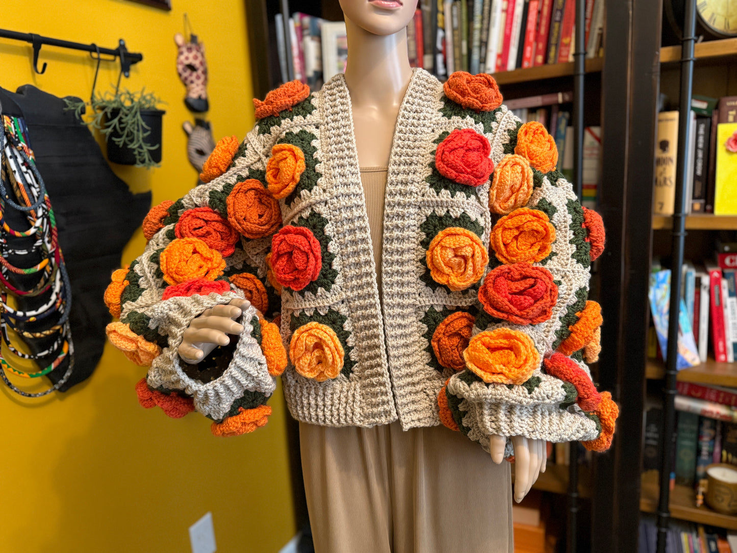 Rose Garden Crochet Cardigan - Autumn Sunset Ombre Roses