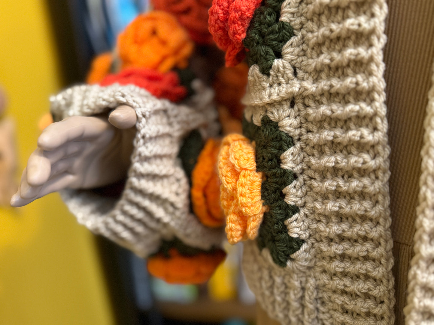 Rose Garden Crochet Cardigan - Autumn Sunset Ombre Roses