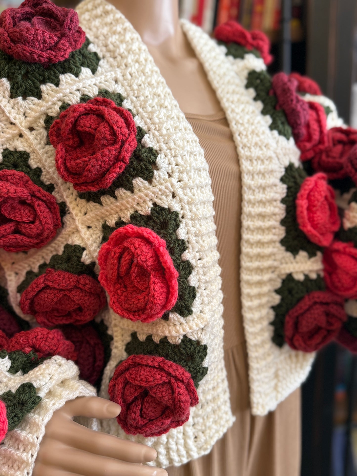Rose Garden Crochet Cardigan - "Shades of Love"