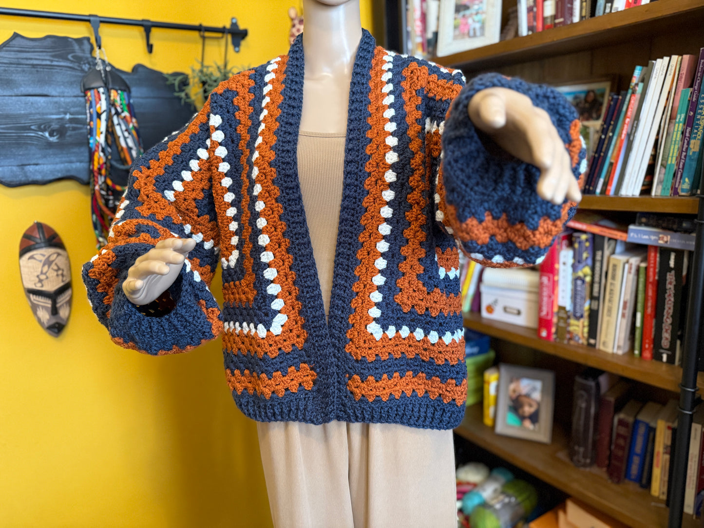 "Study Hall" - Handmade Crocheted Cardigan