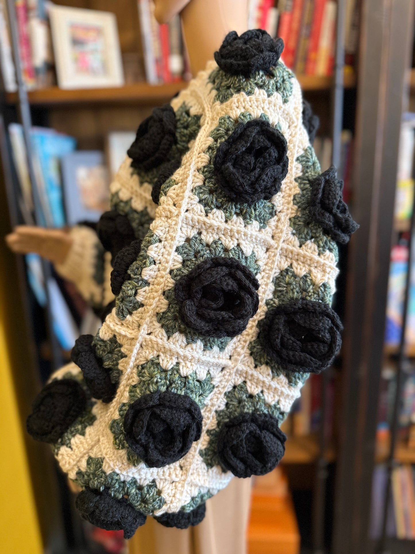Black Rose Garden Crochet Cardigan