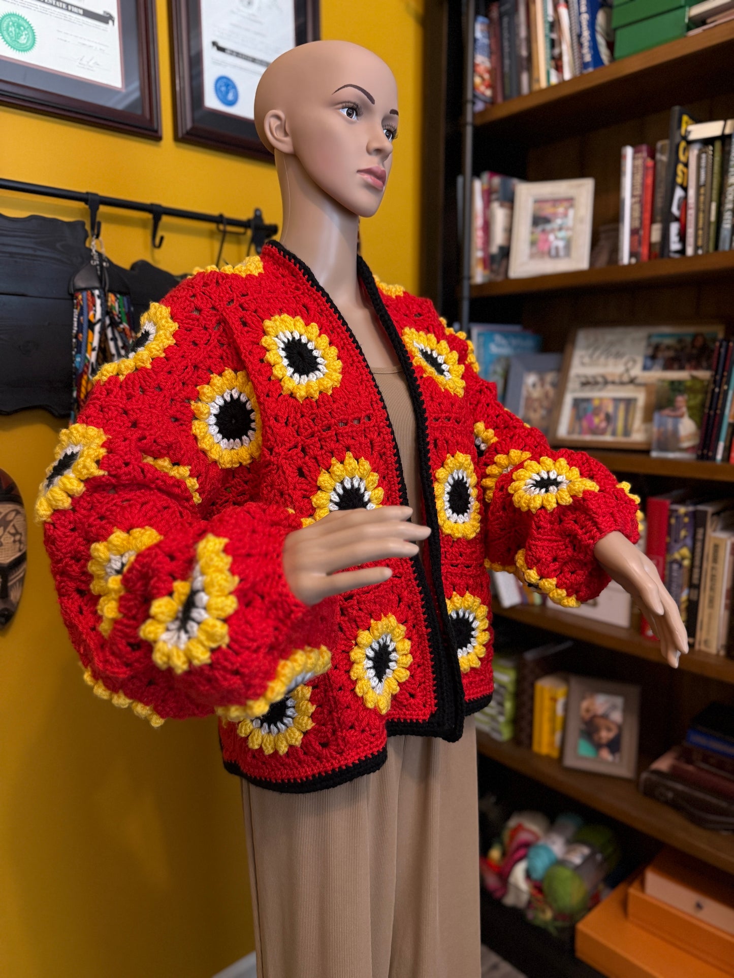 ❤️ Ferrari-Inspired Handmade Crocheted Cardigan