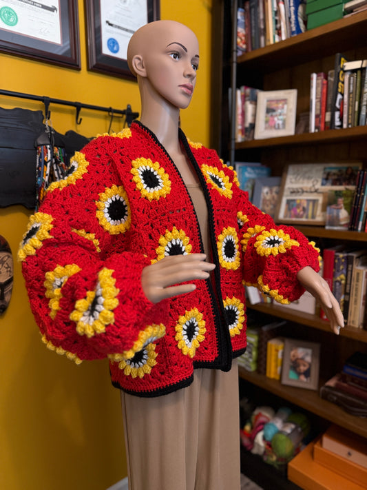 ❤️ Ferrari-Inspired Handmade Crocheted Cardigan