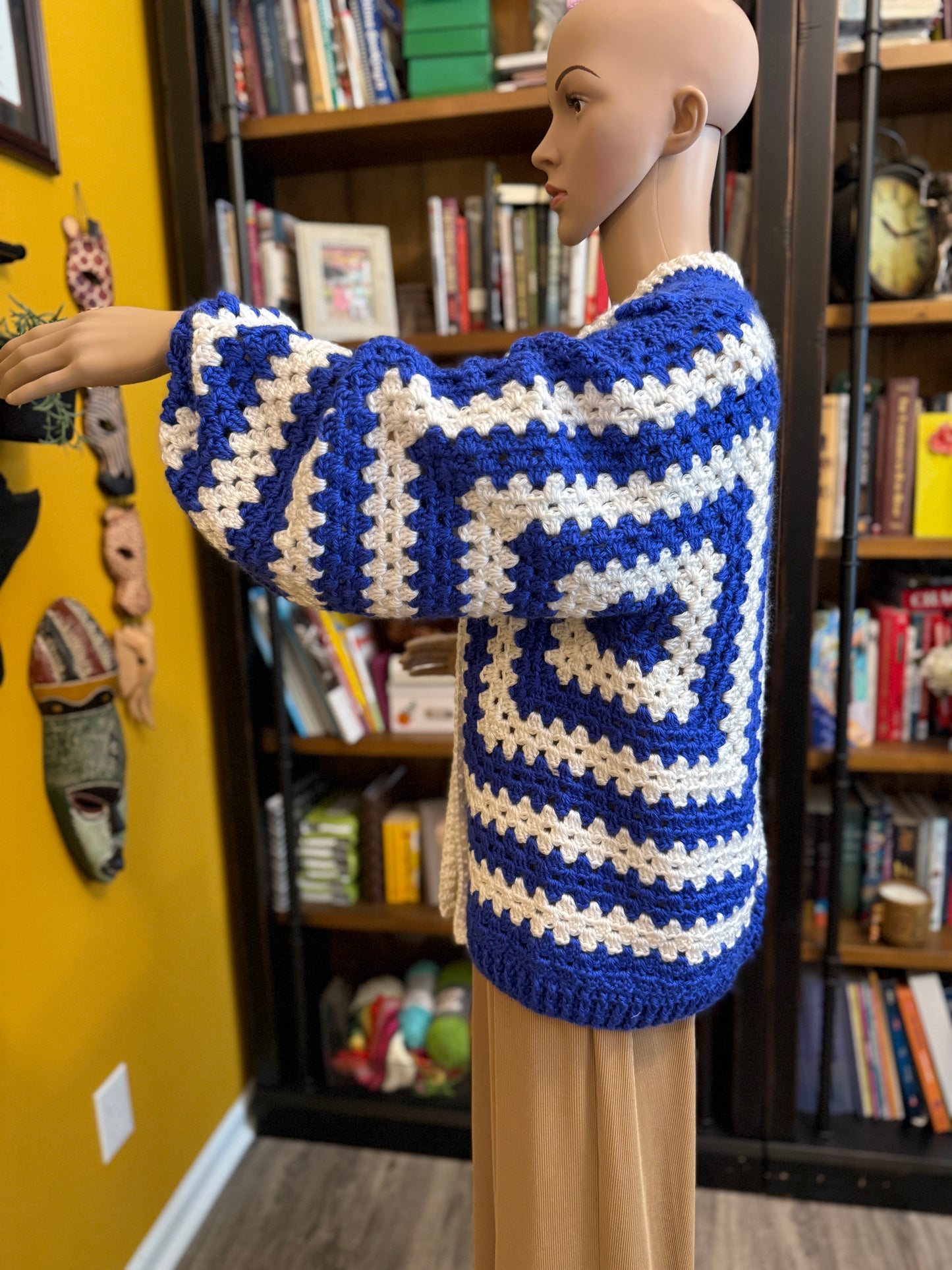 💙🤍 Zeta-Inspired Handmade Crocheted Cardigan