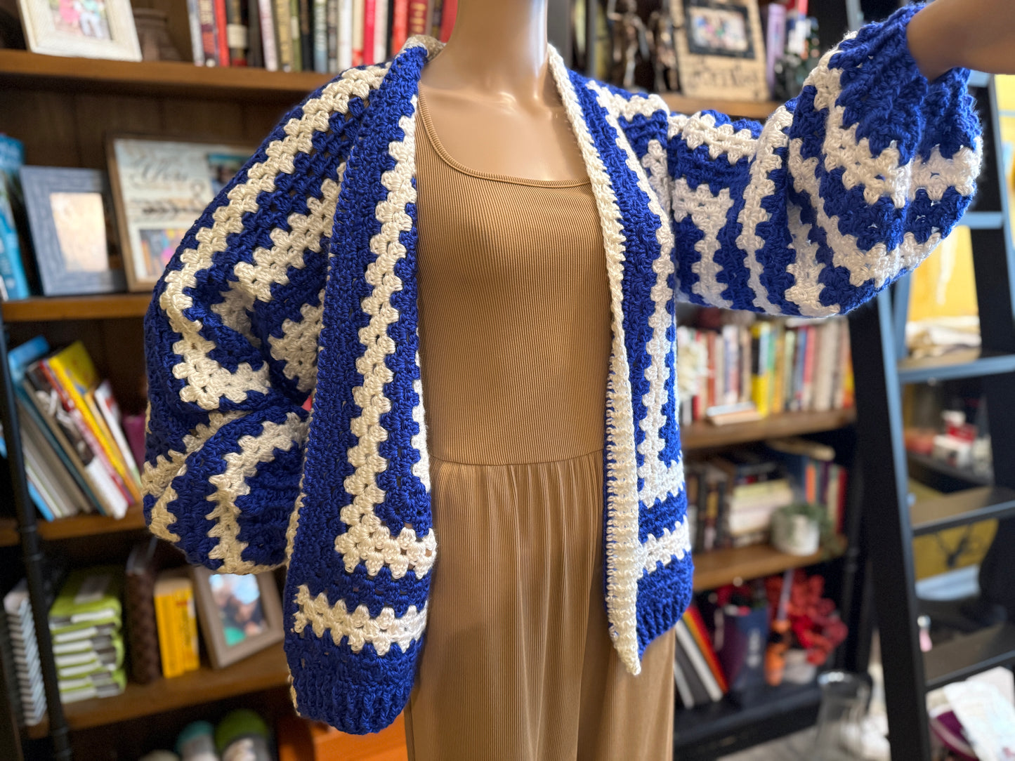 💙🤍 Zeta-Inspired Handmade Crocheted Cardigan