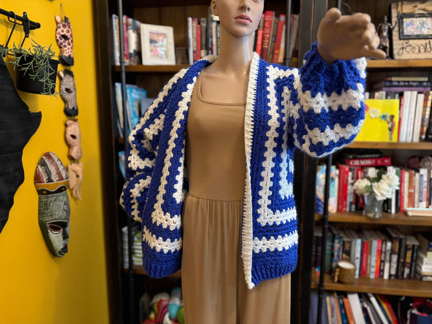 💙🤍 Zeta-Inspired Handmade Crocheted Cardigan