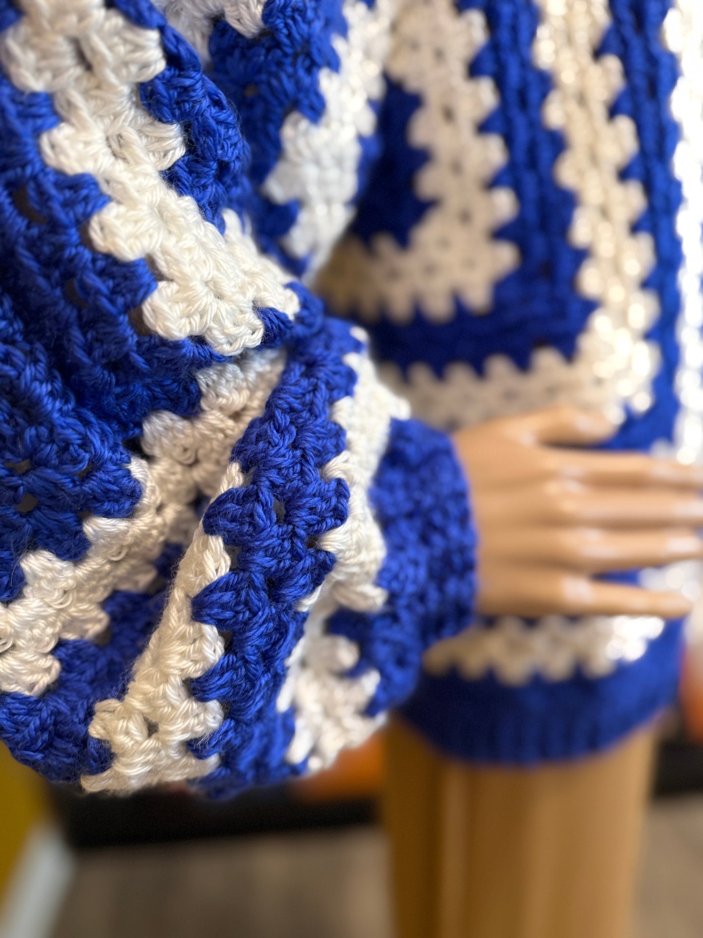 💙🤍 Zeta-Inspired Handmade Crocheted Cardigan