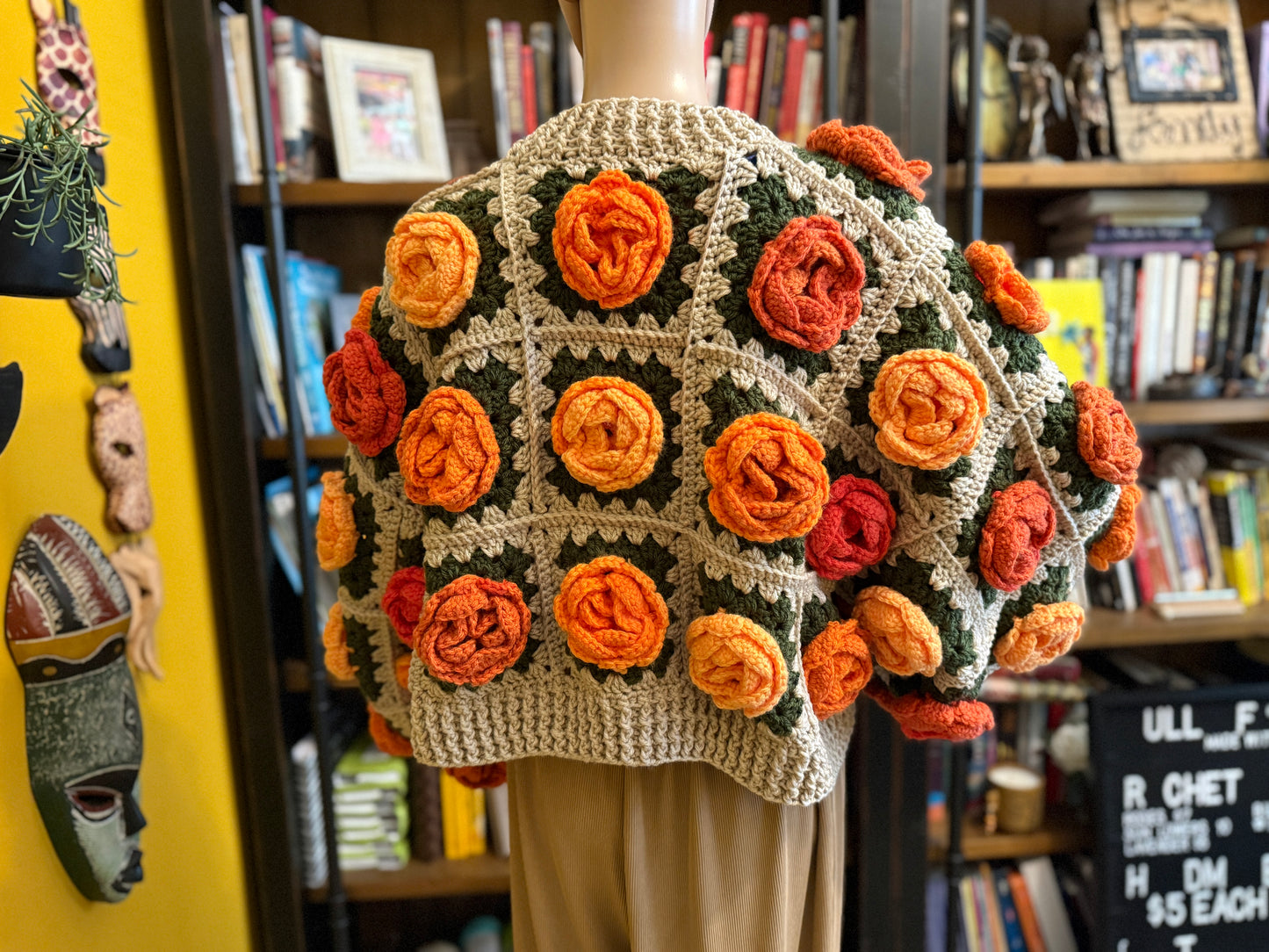 Rose Garden Crochet Cardigan - Autumn Sunset Ombre Roses