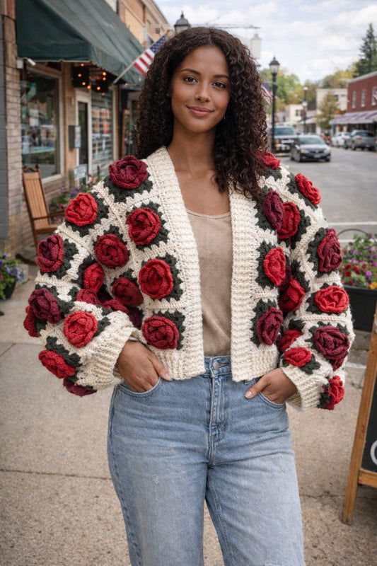 Rose Garden Crochet Cardigan - "Shades of Love"